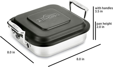 AllClad Specialty Stainless Steel And Plastic Lid Square Covered Baking Pan 8x8 Inch